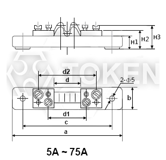 (FL-13) 精密 分流電阻 5A-75A 外形尺寸 (單位: mm)