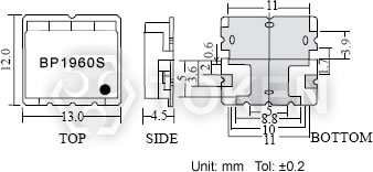 介質濾波器 BP-S 系列 尺寸圖