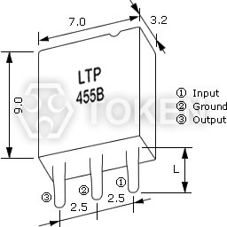 LTP 系列 - 調幅陶瓷濾波器 尺寸圖 