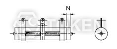 功率管型可調電阻 (DRS-A) 立式型支架 尺寸圖