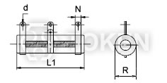 管型可調繞線電阻器 (DRS-B) 無架型 尺寸圖