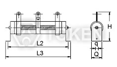 管型可調繞線電阻器 (DRS-B) 水平式支架 尺寸圖