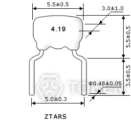 陶瓷諧振器(ZTARS) 尺寸圖