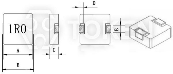 高頻扼流濾波功率電感器 (TPSRB) 尺寸圖 (Unit: mm)