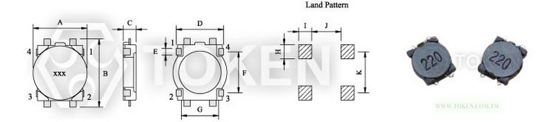 貼片功率線繞電感器 (TPUD4011/4013) 尺寸圖