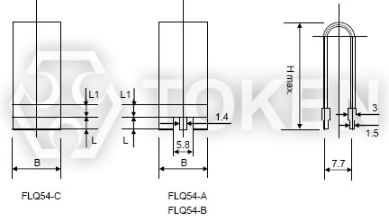(FLQ54) 径向立式 合金分流电阻 30A-100A 外形尺寸 (单位: mm)