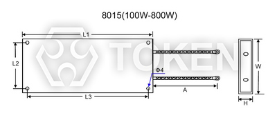 100W-800W Low Profile Aluminum Encased Power Resistor (ASP) Dimensions