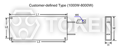 1000W-8000W Low Profile Aluminum Encased Power Resistor (ASP) Dimensions