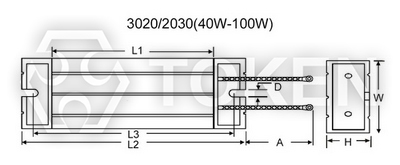 Trapezium Aluminum Housed Power Wirewound Resistor (ASZ) Type:B Dimensions