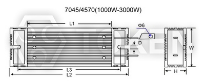 Trapezium Aluminum Encased Wirewound Power Resistor (ASZ) Type:B Dimensions