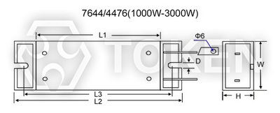 Trapezium Aluminum Housed  Wirewound Power Resistor (ASZ) Type:B Dimensions