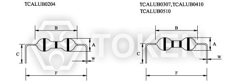 (TCAL) 色环电感 色码电感 引线 U 弯型尺寸图