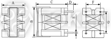 (TCUU10) EMI抑制器 滤波电感器 结构及尺寸图