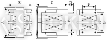 EMI抑制器 滤波电感器 (TCUU16) 结构及尺寸图