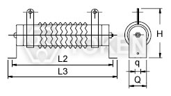 (DQ-B) 水平式支架 尺寸图