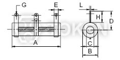 管型可调功率电阻 (DRS-A) 无架型 尺寸图