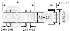 双列直插精密网阻 (UPRND) <br>尺寸图 (单位: mm)