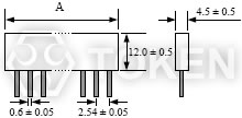 单列直插型精密网阻 (UPRNS) <br>尺寸图 (单位: mm)