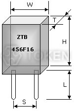 陶瓷谐振器 KHz (ZTB456F16) 尺寸图