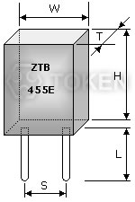 陶瓷谐振器 KHz (ZTB) 尺寸图
