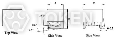 空芯线圈平面灌胶式 (TRAM 系列) 尺寸图