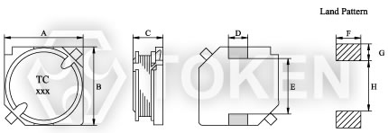 开放式贴片功率电感 (TPULF7032/7045) 尺寸图